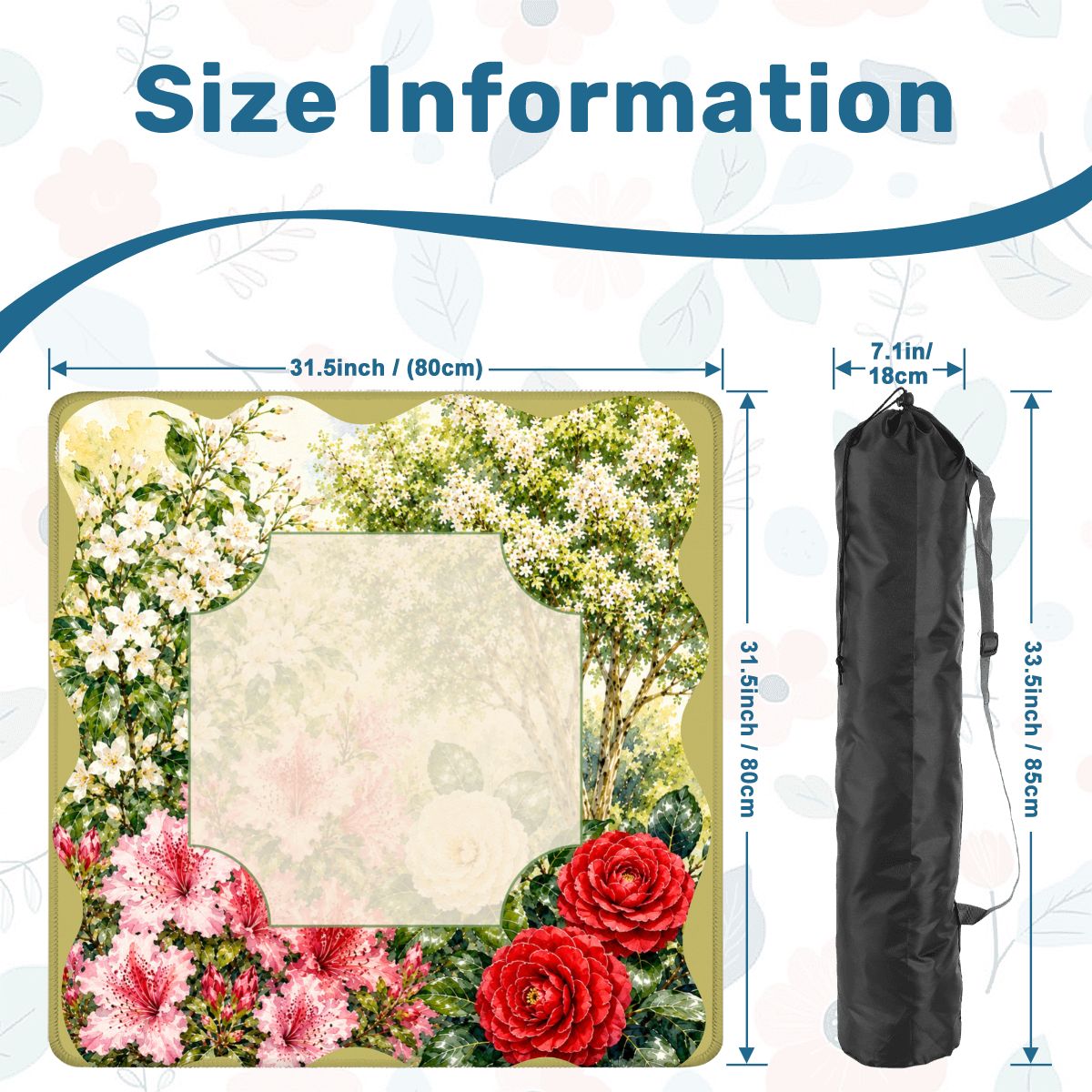 Southern Garden Mahj Mahjong Mat, Cameillias, Azaleas, Jasmine, Crepe Myrtle