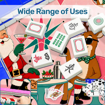 Santas Hard At Work Shop Christmas Mahjong Mat - Splash Of Mahj And Color Co.