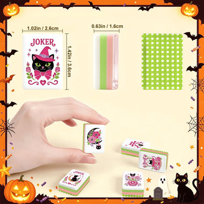 Limoncello Cane Witch's and Kitties Halloween Mahjong Layered Tiles With Carry Case - Splash Of Mahj And Color Co.