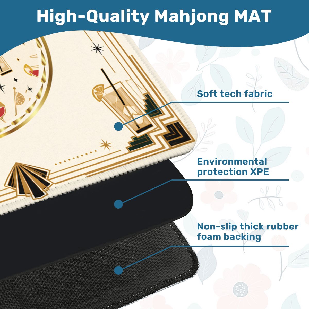 Art Deco Speakeasy Cocktail Mahjong Mat - Splash of Color Co.