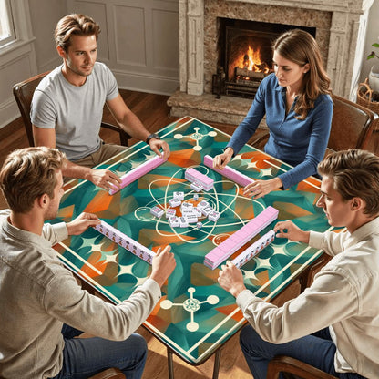 Super Sonic Atom Modern Orange Teal Mahjong Mat - Splash of Color Co.