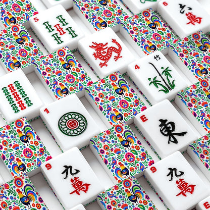 Wycinanki Polish Folk Art, Rooster American Mahjong Tiles And Carry Bag Case - Splash Of Mahj And Color Co.