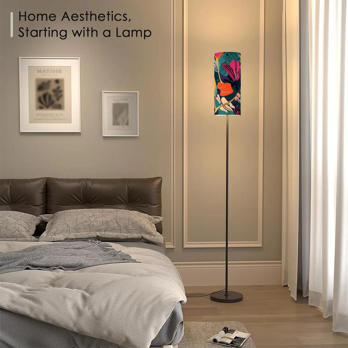 Grand Bohemian Orange, Teal, Yellow, Fuchsia Modern Floor Lamp - Splash of Color Co.