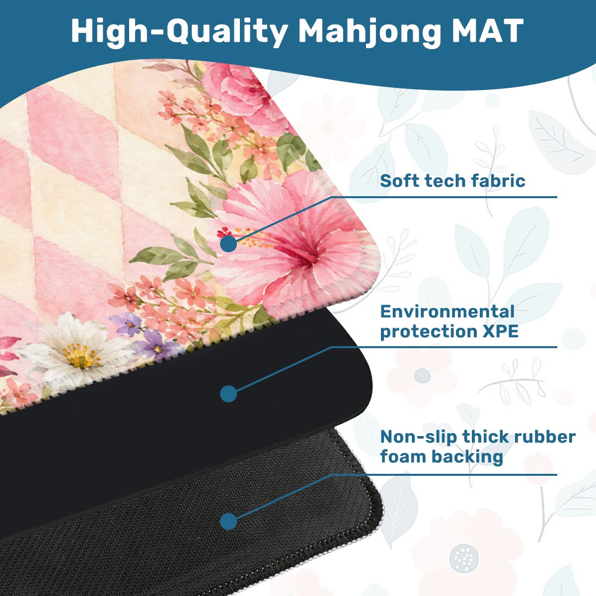 Harlequin Romance Petals Of Pink Vintage Inspired Mahjong Mat - Splash Of Mahj And Color Co.