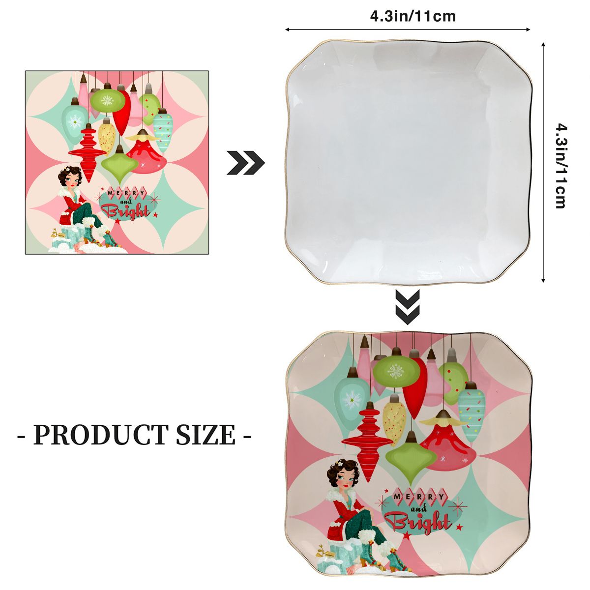 Mod Berry And Bright Christmas Scalloped Ceramic Mahjong Dice Tray