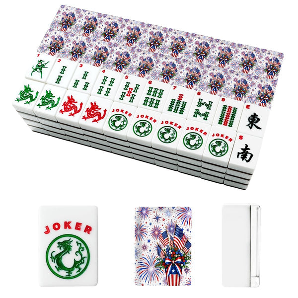 Starburst Americana Red White And Blue Patriotic American Mahjong Tiles And Carry Case - Splash Of Mahj And Color Co.