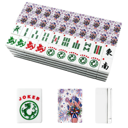 Starburst Americana Red White And Blue Patriotic American Mahjong Tiles And Carry Case - Splash Of Mahj And Color Co.