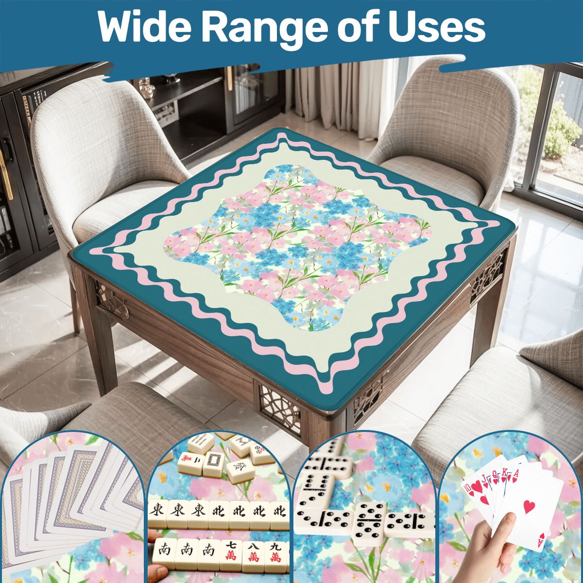 Tealara Bloom Mahjong Mat - Splash of Color Co.
