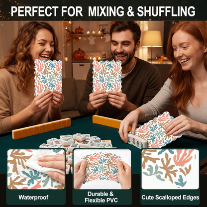 Coral Reef Scalloped Mahjong Shuffler Cards  Set of 4