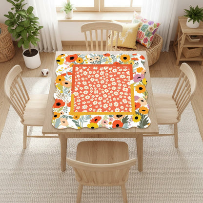 Modern Daisy Preppy Sunshine Scalloped Mahjong Mat - Splash of Color Co.