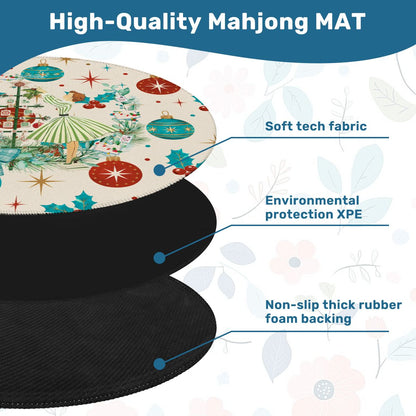 Nostalgic Starry Brite Christmas Holiday Round Mahjong Mat