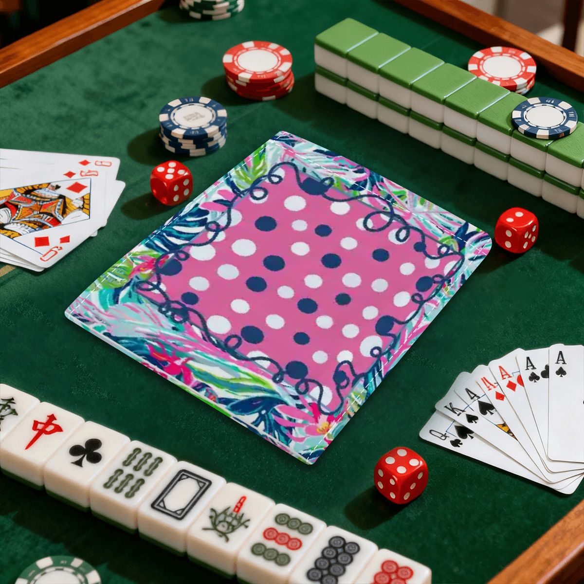 Preppy Pastel Garden Gala Whimiscal 4 Mahjong Card Holder with Line Finder - Splash of Color Co.