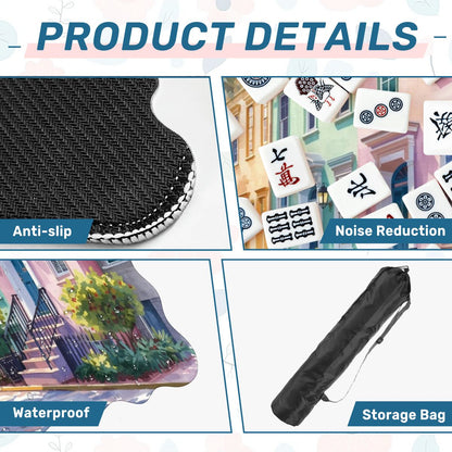 Charleston South Carolina Rainbow Row Dainty Scalloped Mahjong Mat - Splash of Color Co.