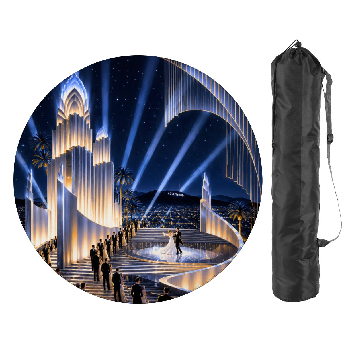 Old Hollywood Art Deco Glam Round Mahjong Mat