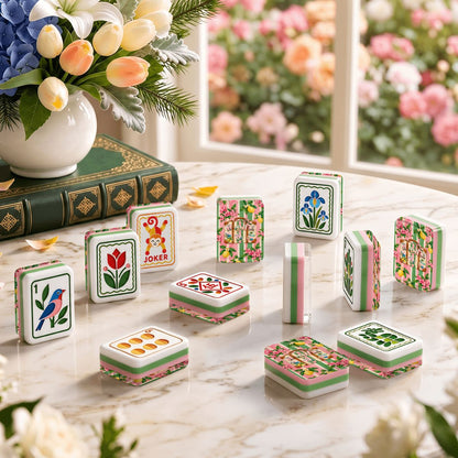 Preppy World Traveler Modern Folk American Mahjong Tiles 4 Layer Acrylic With Carry Case - Splash Of Mahj And Color Co.
