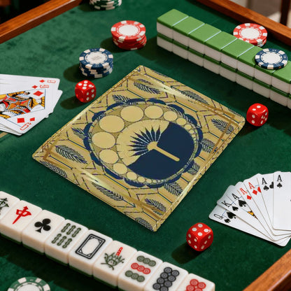 Art Deco Gilded Gold, Royal Blue 4 Mahjong Card Holder with Line Finder - Splash of Color Co.