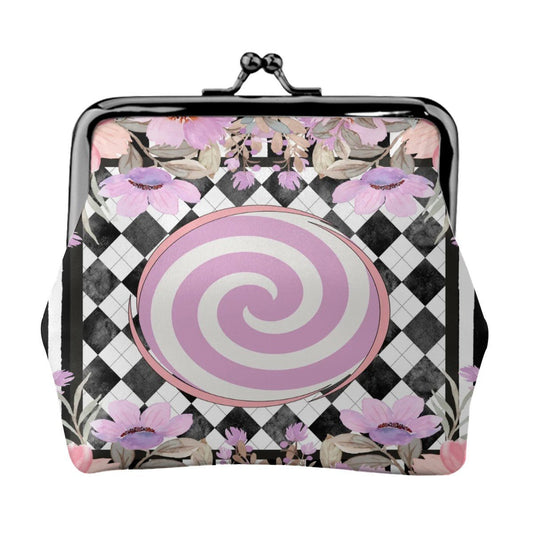 Harlequin Romance Preppy Floral Women's Leather Kiss Lock Coin Purse