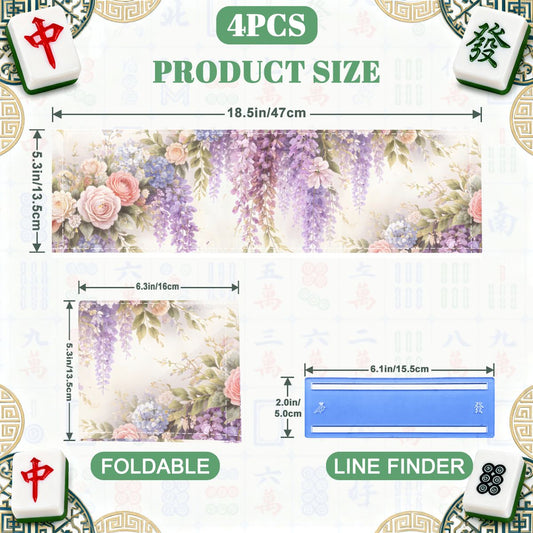 Romantic Regency Wisteria Garden Watercolor 4 Mahjong Card Holder with Line Finder - Splash of Color Co.