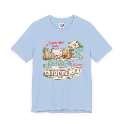 Just a Girl Who Loves Southern Charm Mahjong tee | Floral Mahjong Tiles Shirt - Splash of Color Co.