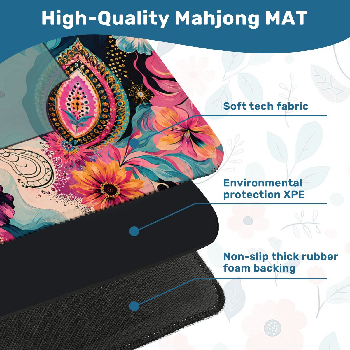 Boho Floral Infusion Bejeweled Edition 2 Mahjong Mat - Splash Of Mahj And Color Co.