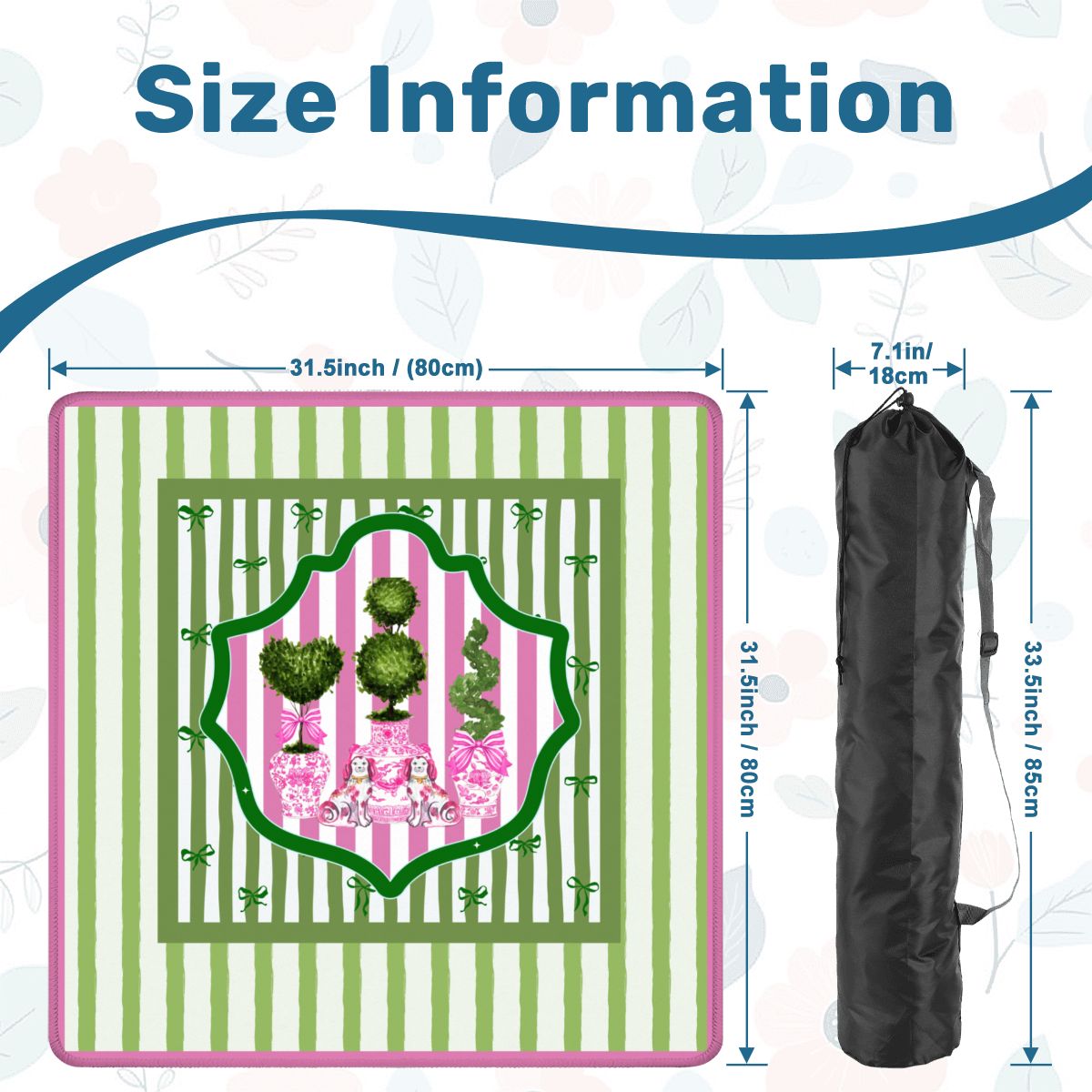 Preppy Staffordshire Chinoiserie Green And Pink Mahjong Mat - Splash of Color Co.