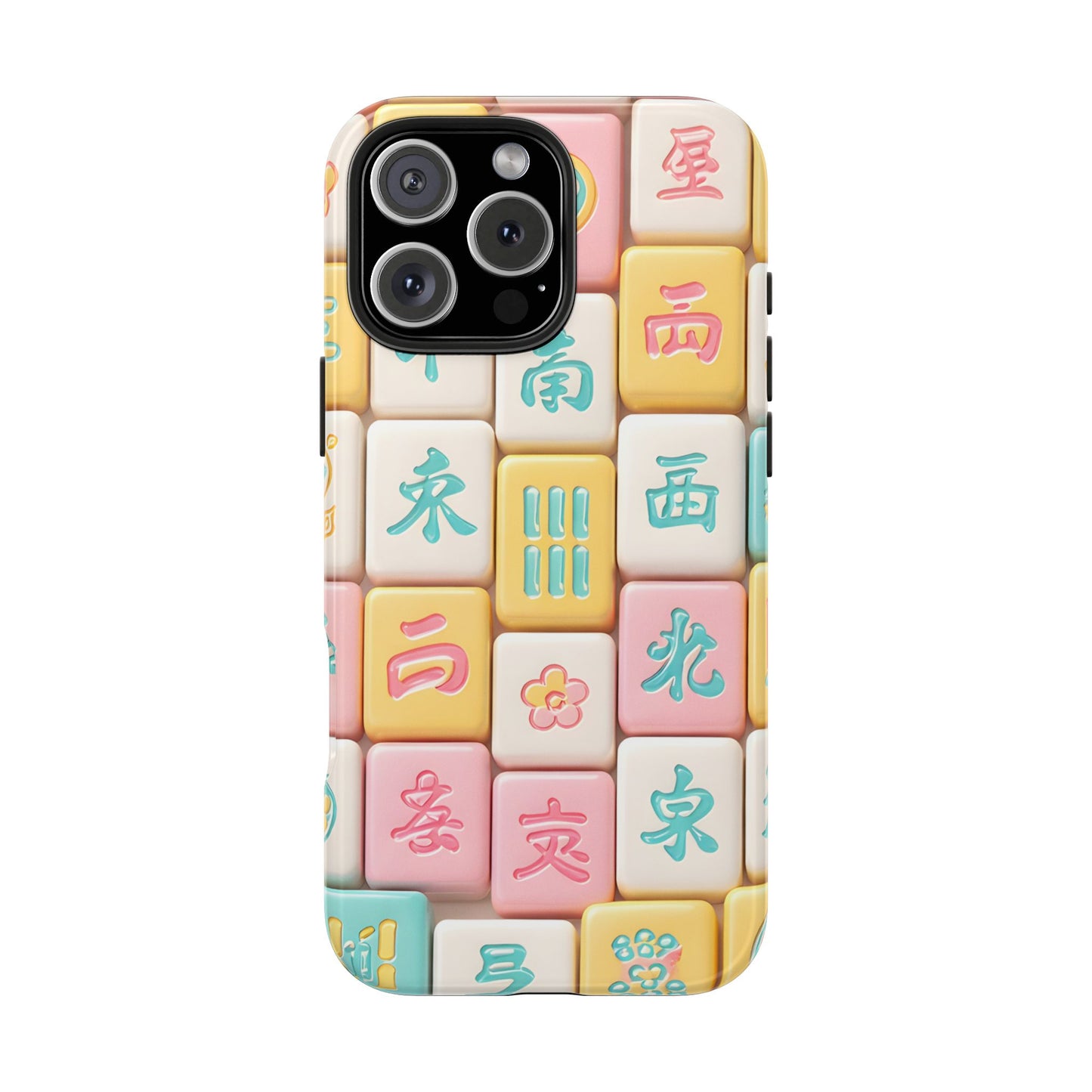 Pastel Mahjong Tile Phone Case | Cute Asian Game Pattern, Durable Protective Case - Splash of Color Co.