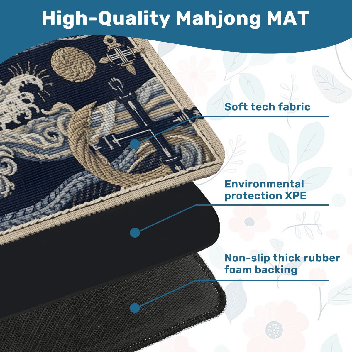 Where The Wind Blows, Faux Needlepoint Nautical Mahjong Mat - Splash of Color Co.