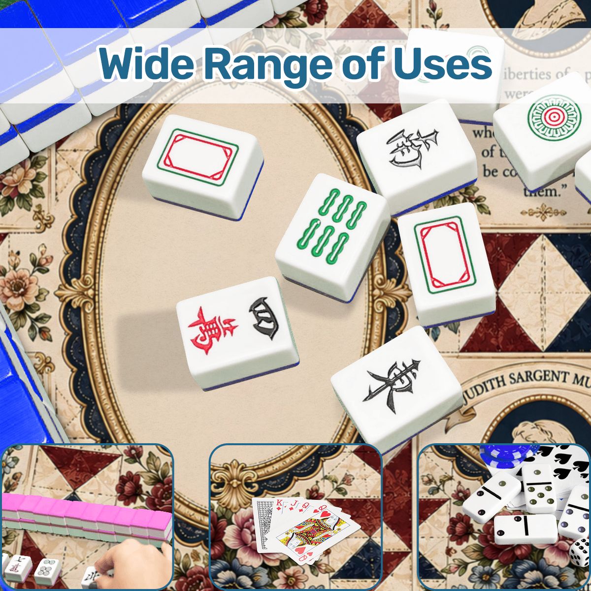 Founding Mothers Vintage Cameo Custom Mahjong Mat - Splash Of Mahj And Color Co.