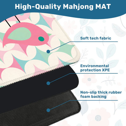 Scandinavian Folk Art Mod Birds Geometric Pastels Mahjong Mat - Splash Of Mahj And Color Co.