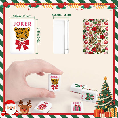Leopard Luxe Poinsetta Glitz And Glam Holiday Christmas Mahjong Tiles And Carry Case