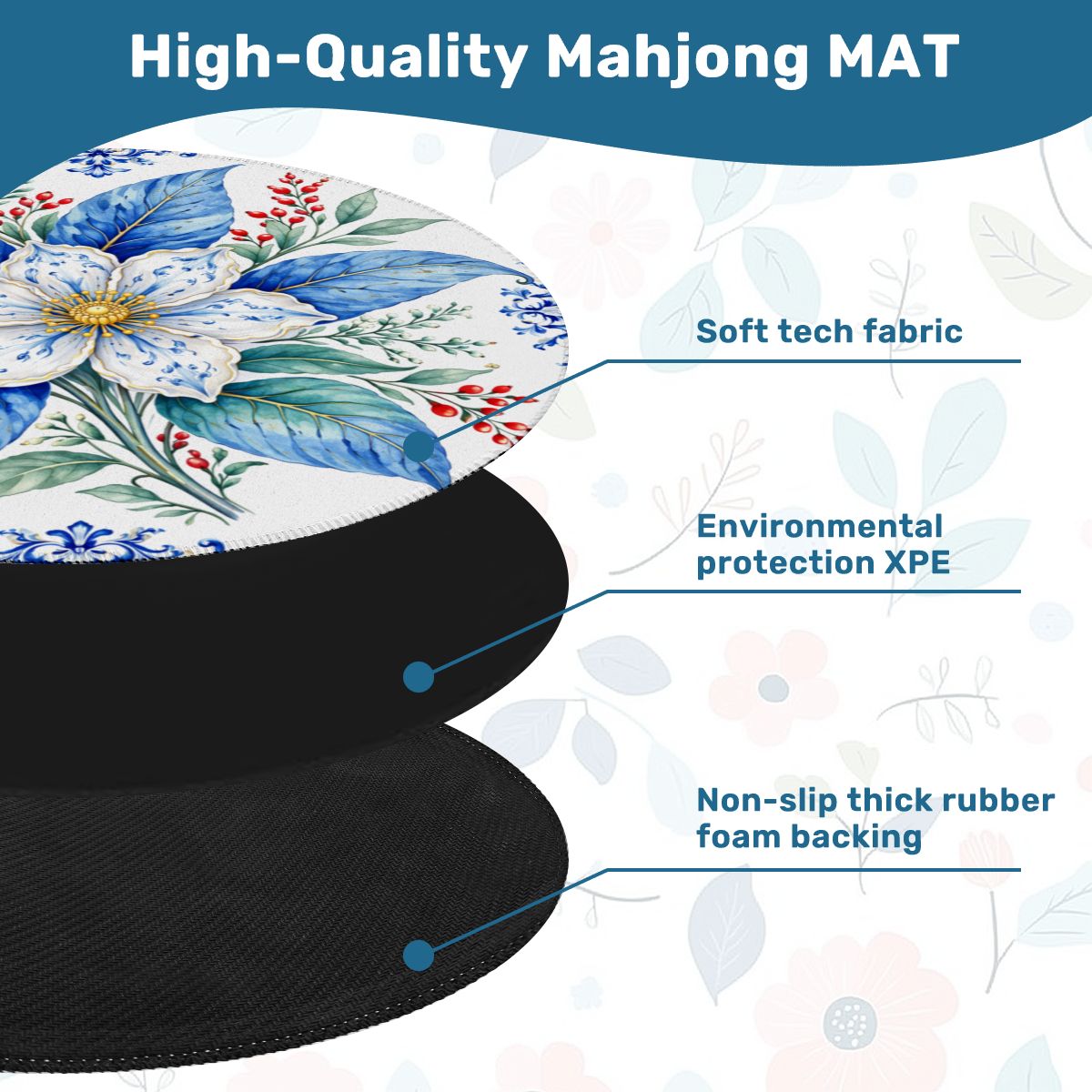 Tobacco Leaf Winterberry Round Mahjong Mat