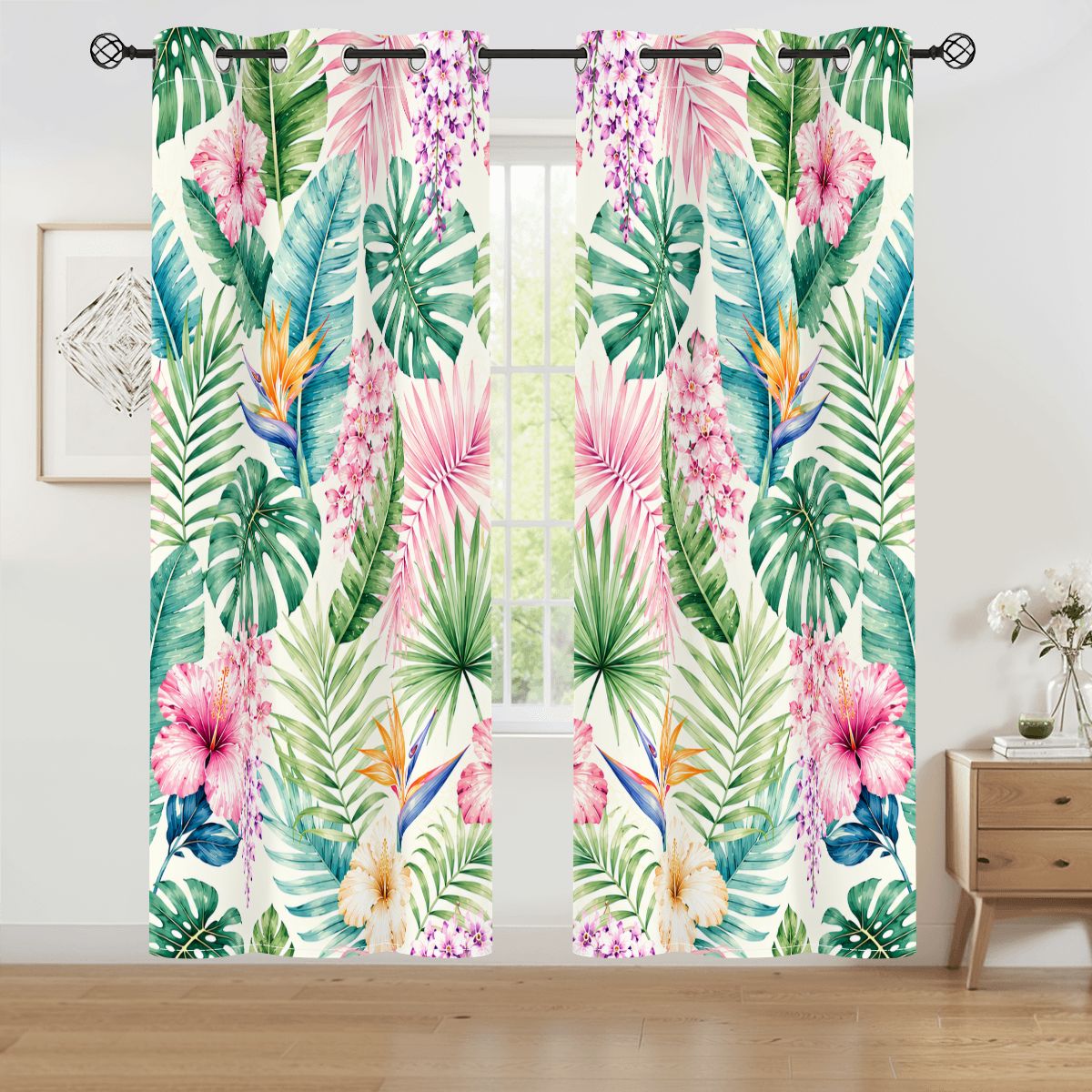 Polynesian Floral Jungle Blackout Curtains