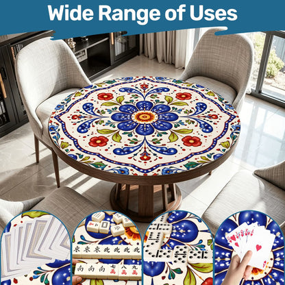 Polish Pottern Blue Porcelain Round Mahjong Mat