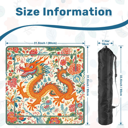 Chinese Dragon Mahjong Mat, Whimsical Colorful Asian Motif Mahj