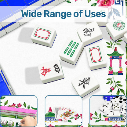 Chinoiserie Watercolor Bamboo And Pagodas Mahjong Mat