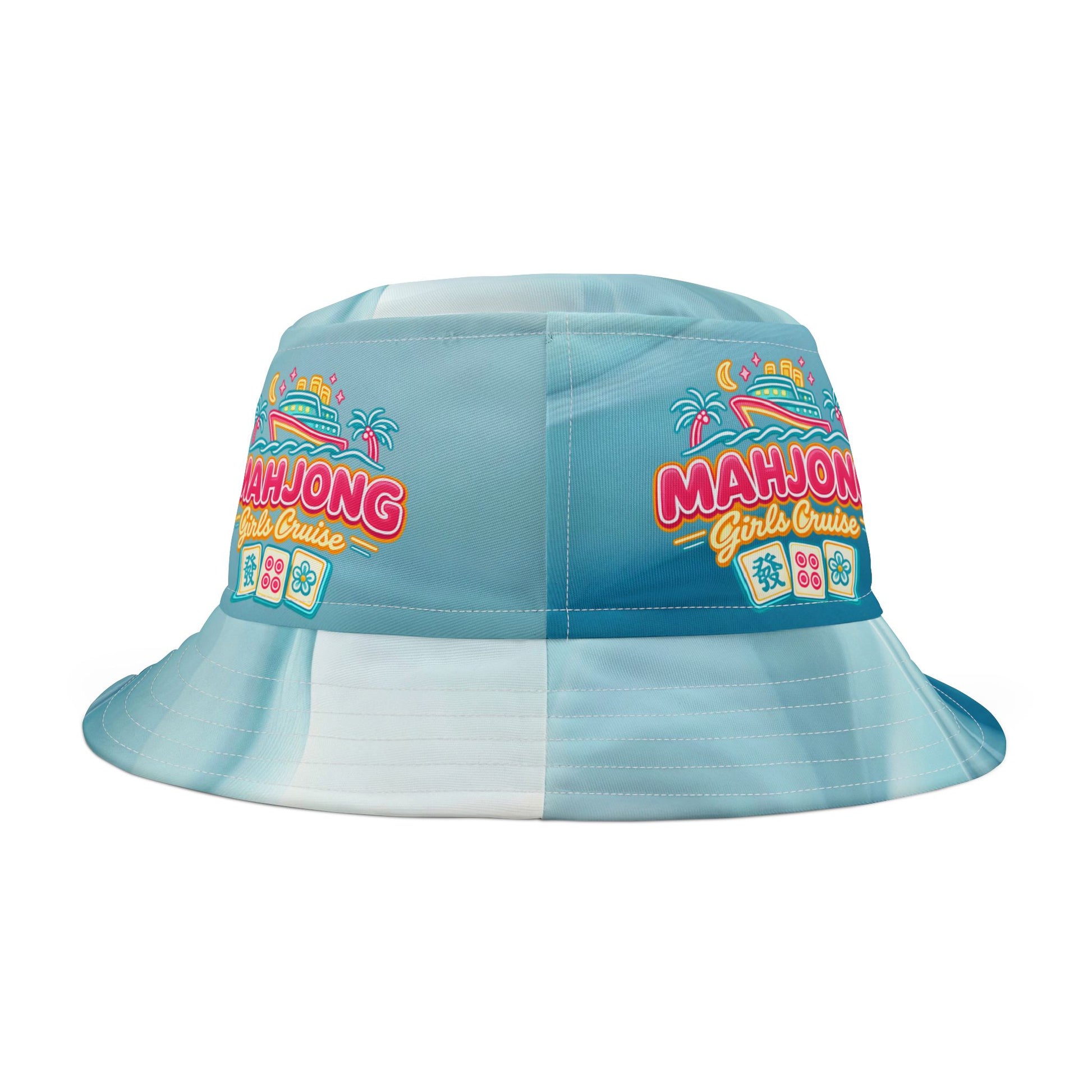 Mahjong Girl’s Cruise Bucket Hat — Retro Neon Mahjong Cruise - Splash of Color Co.