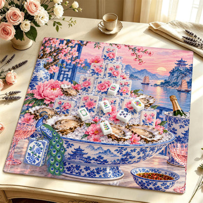 Pearls of the Mahj Sea Oyster Mahjong Mat Sleek Surface - Splash Of Mahj And Color Co.