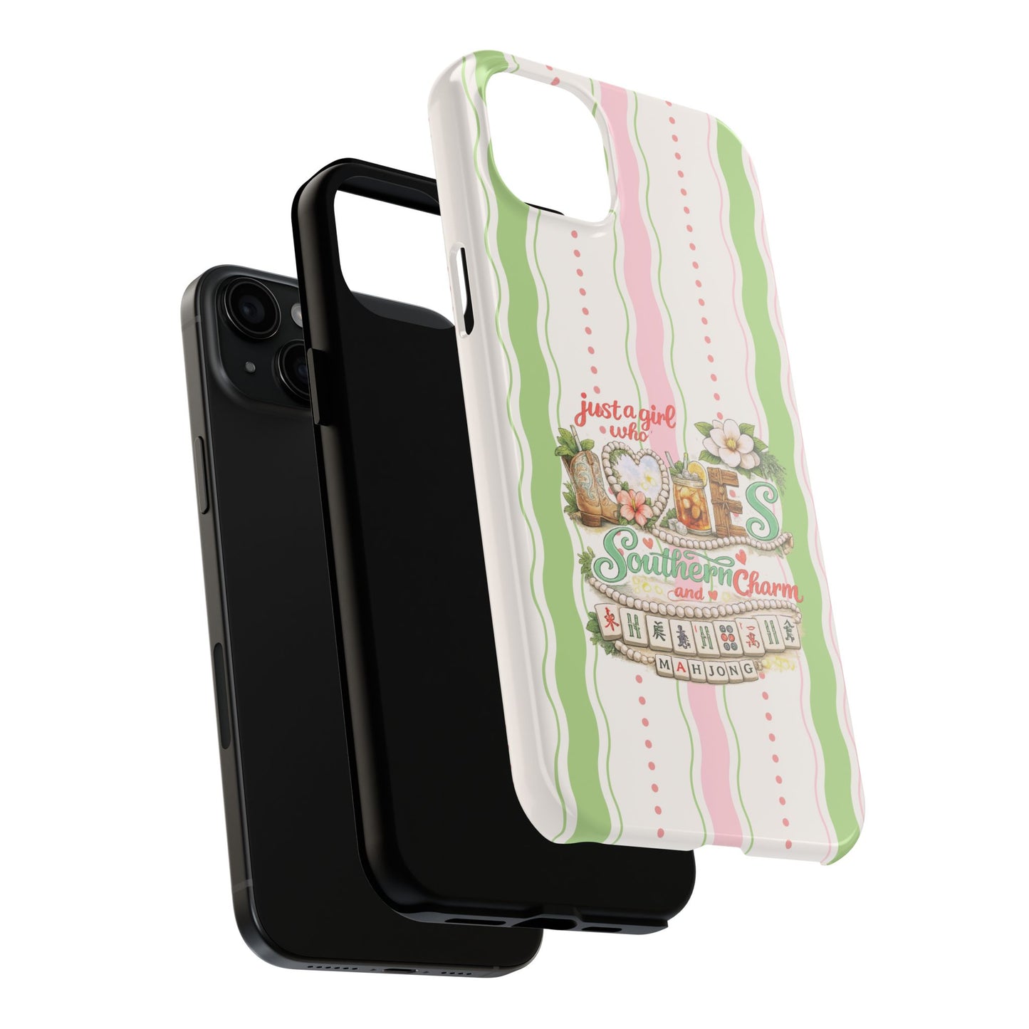 Just a Girl, Who Loves Southern Charm and Mahjong Preppy Pastel Phone Cases - Splash of Color Co.