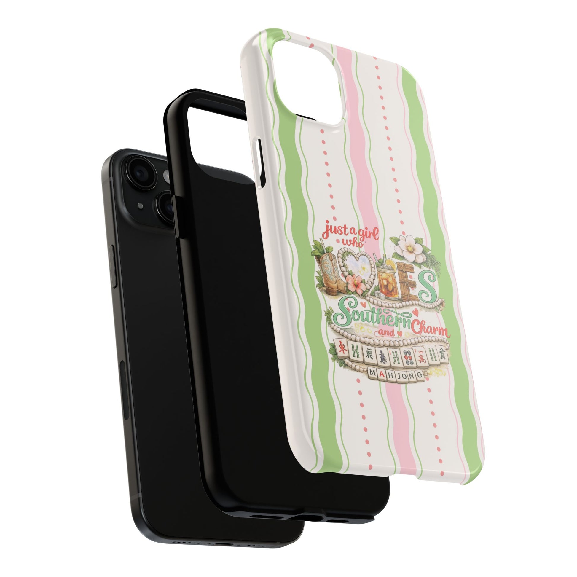 Just a Girl, Who Loves Southern Charm and Mahjong Preppy Pastel Phone Cases - Splash of Color Co.