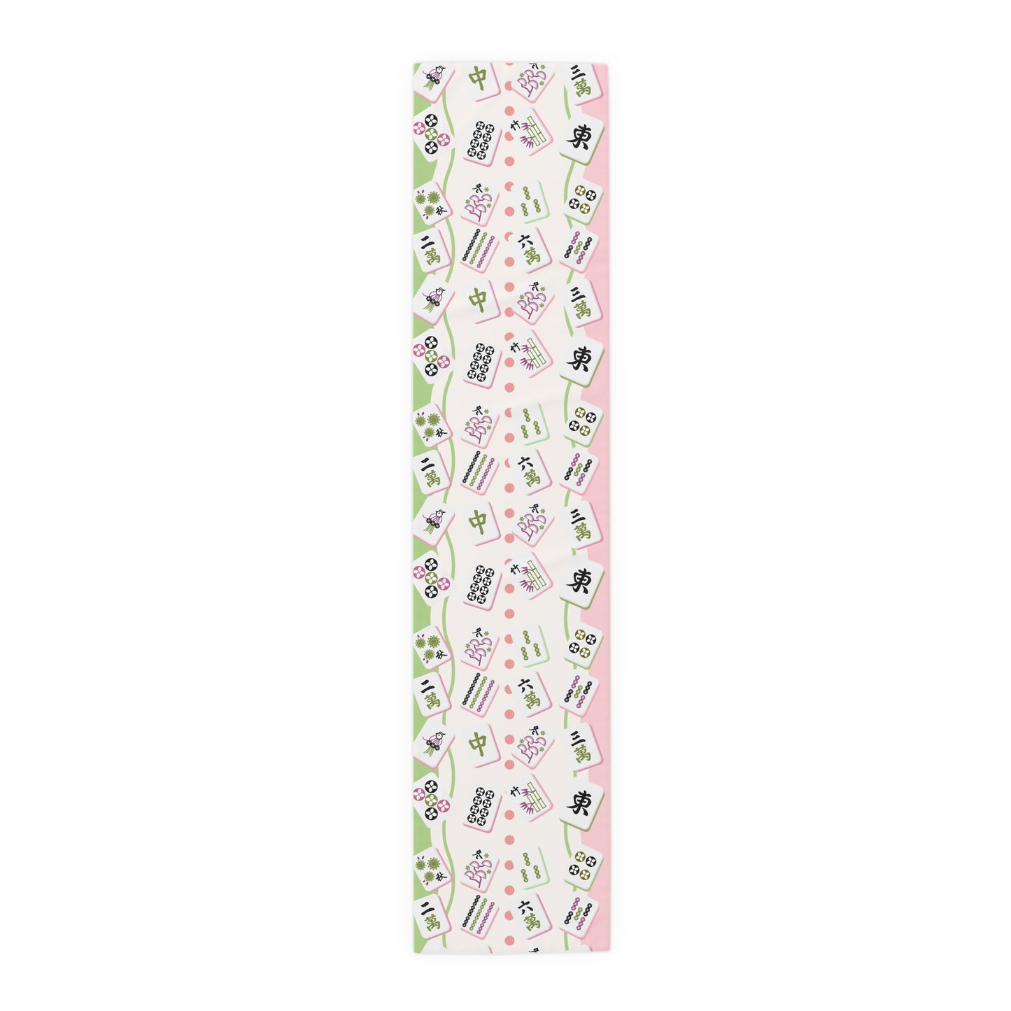 Mahjong Tiles Pattern Table Runner | Pink Green Mahjong Table Runner - Splash of Color Co.