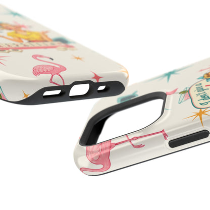 Funny Mahjong Tropical Flamingo Phone Case — “I Don’t Give a Crak” Magnetic Impact-Resistant Case