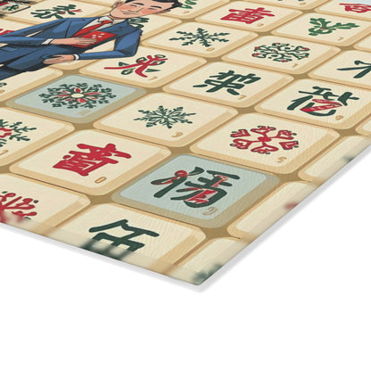 The Lance Of Mahjong Festive Christmas Mahjong Chacuterie Entertaining Cheese Glass Cutting Board - Splash of Color Co.