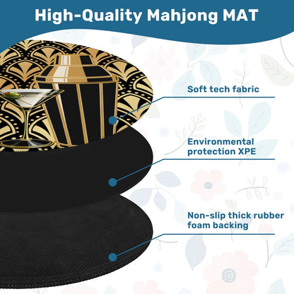 The Speakeasy Art Deco Martini Cocktail And Shaker Round Mahjong Mat
