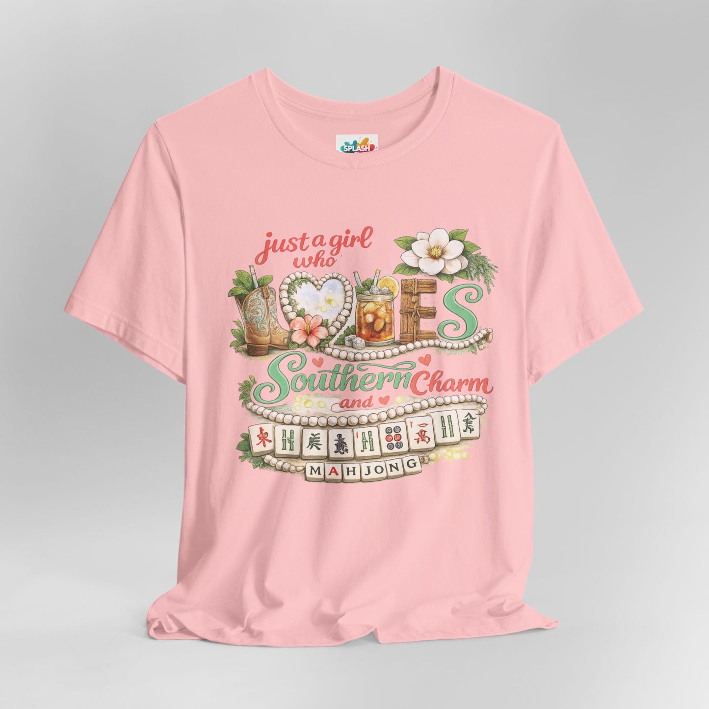 Just a Girl Who Loves Southern Charm Mahjong tee | Floral Mahjong Tiles Shirt - Splash of Color Co.