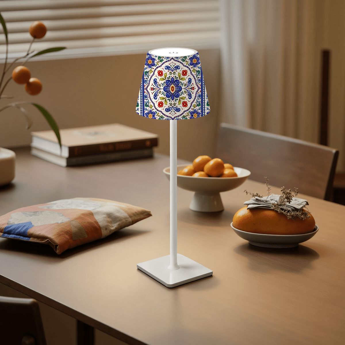 Pottery Porcelein Mahjong LED Cordless Table Lamp - Splash of Color Co.
