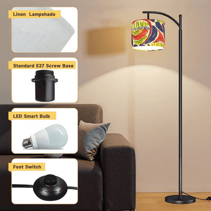 Modern Floral Heritage Abtract Boho Modern Arc Floor Lamp