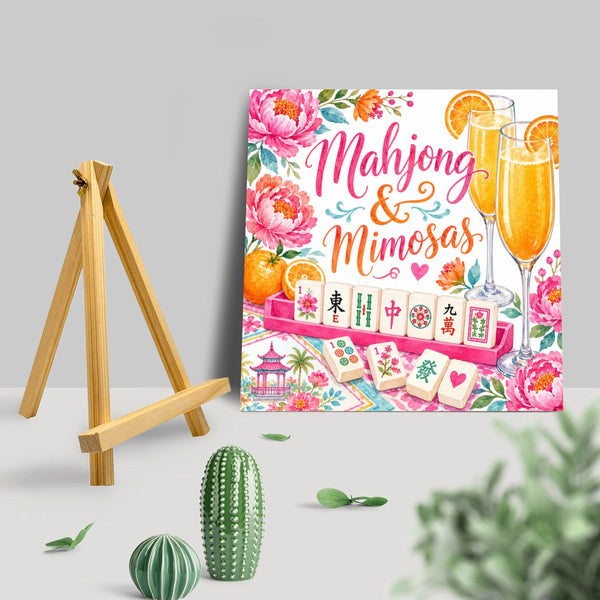 Mahjong And Mimosas Mahjong Night Tabletop Display Art
