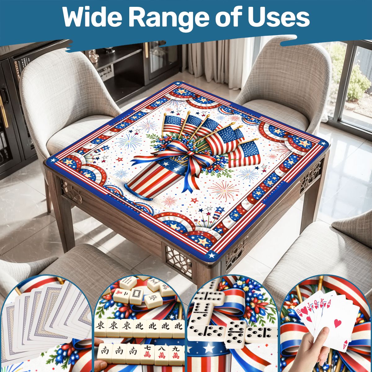 American Pie USA Patriotic Mahjong Mat - Splash of Color Co.