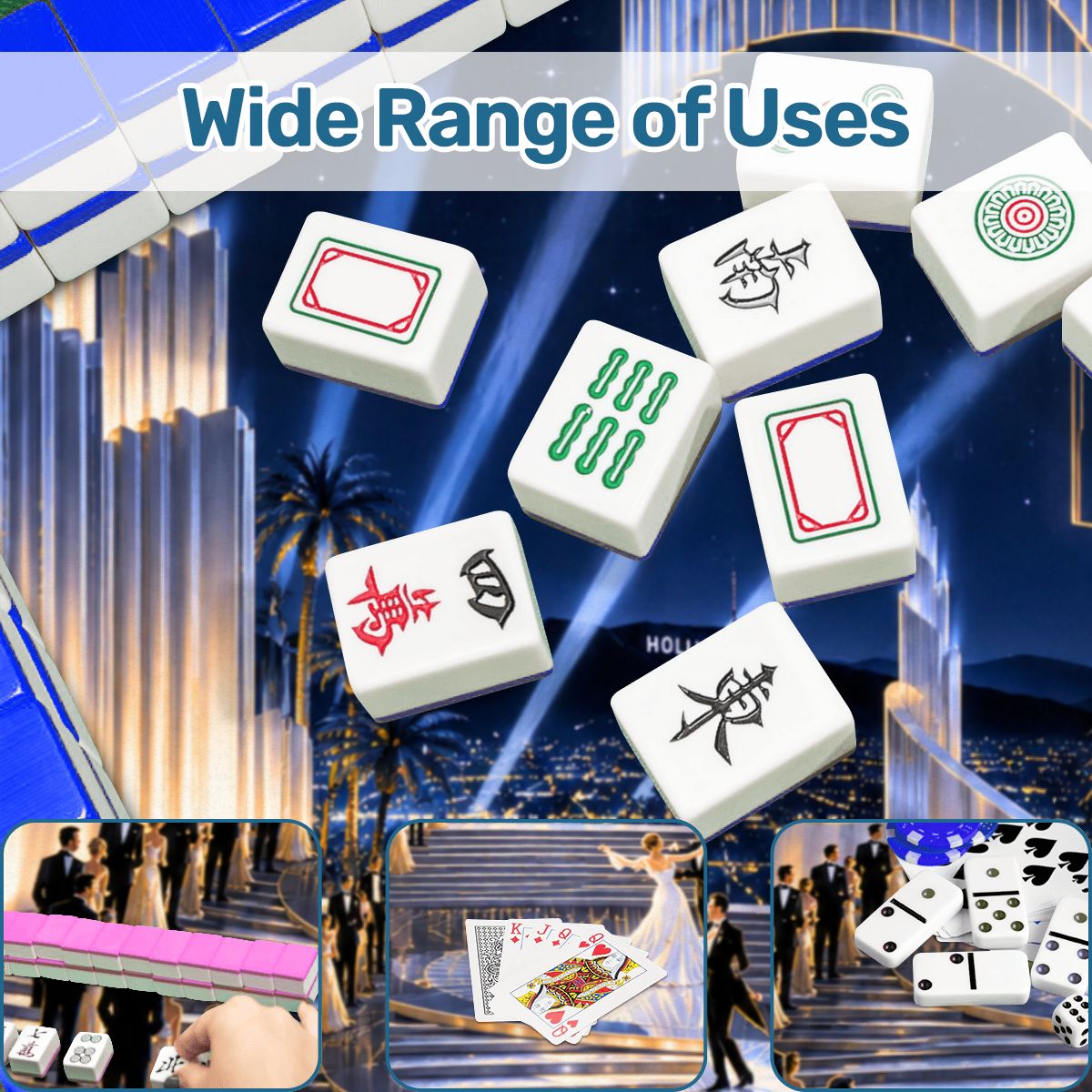 Old Hollywood Art Deco Glam Round Mahjong Mat