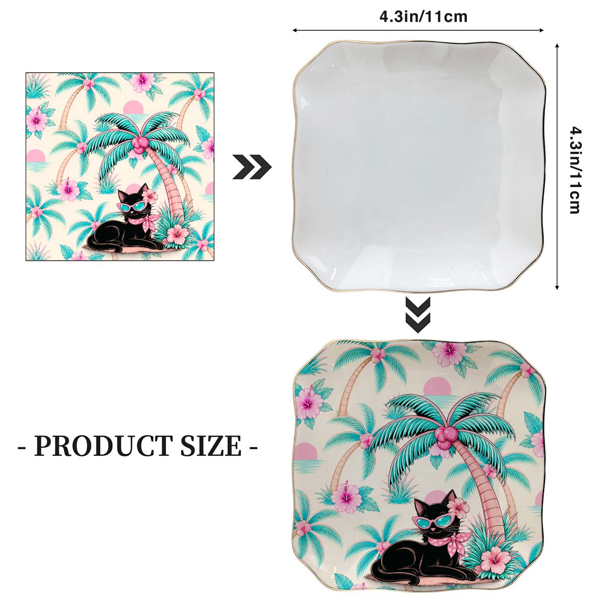 Meow Tropical Paradice Floral Scalloped Ceramic Mahjong Dice Tray